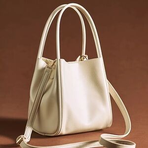Anthropologie Cream Mini Hollace Tote: Top Handle or Crossbody